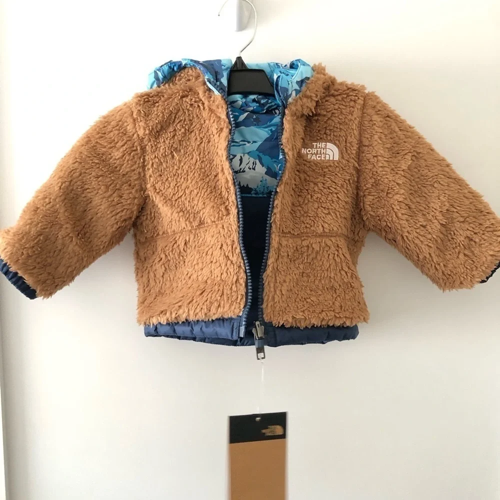 New The North Fave Blue Reversible Baby Jacket 3-6 M